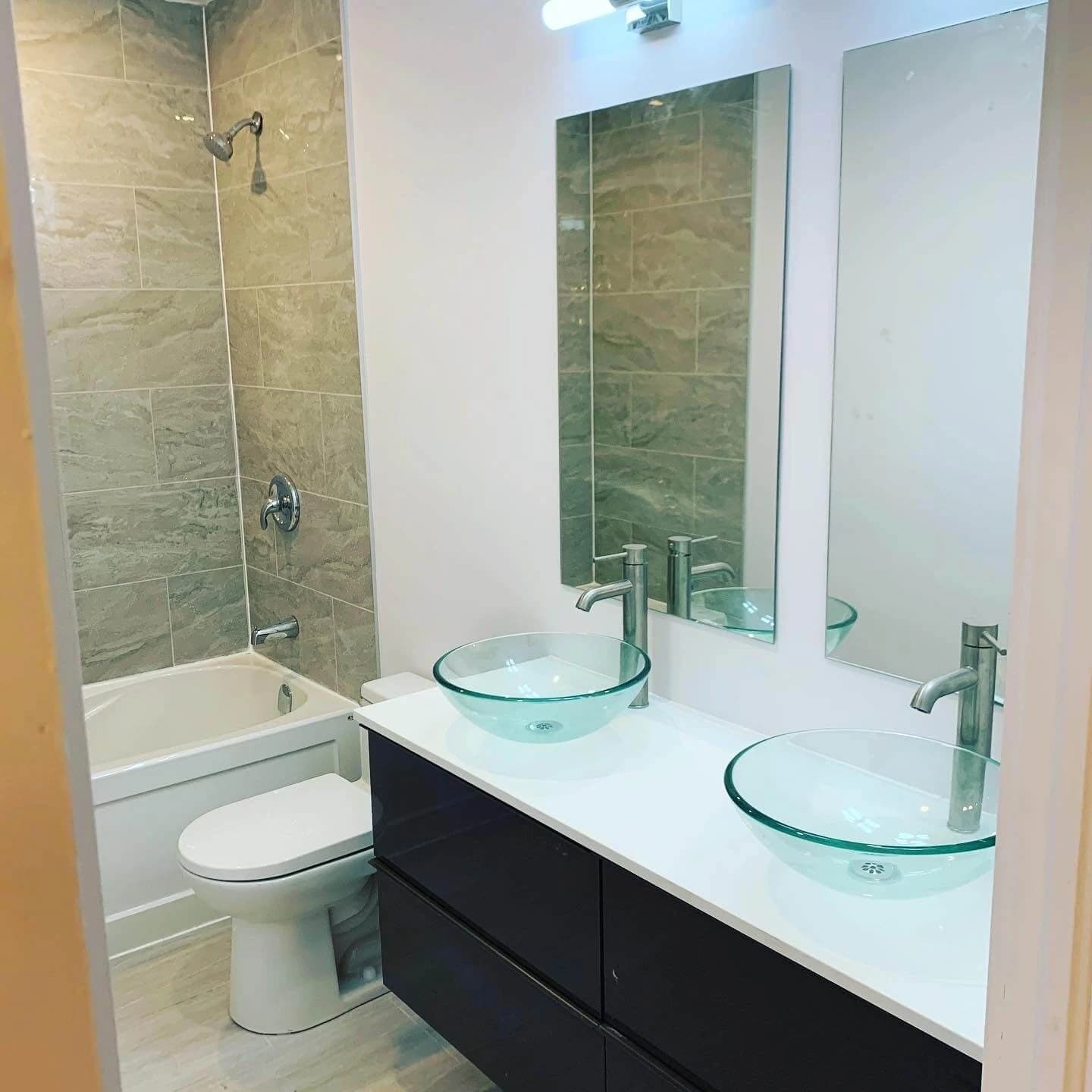 Modern bathroom with double sinks